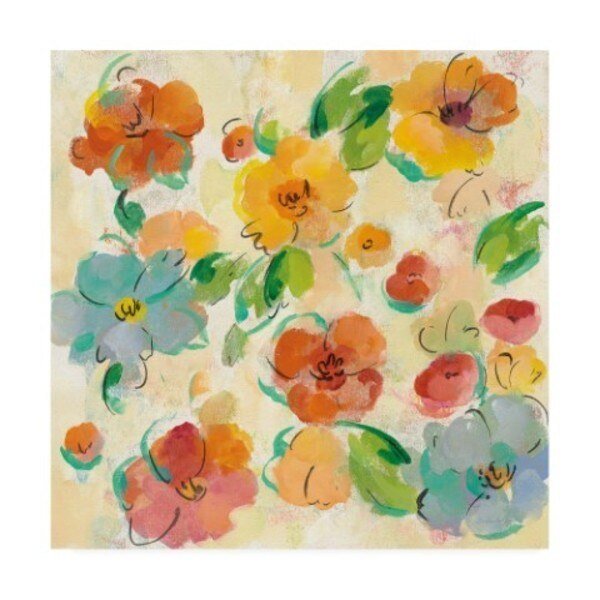 Silvia Vassileva 'Playful Floral Trio Iii' Canvas Art, 24x24, Trademark Fine Art, Mfr#: WAP09998-C2424GG